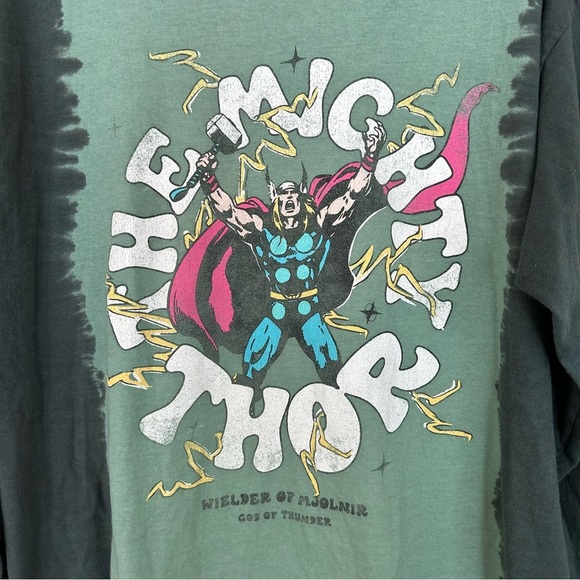 Thor Long Sleeve T-shirt Medium Unisex Marvel The Mighty Tie Dye Green Marvel - Picture 2 of 5